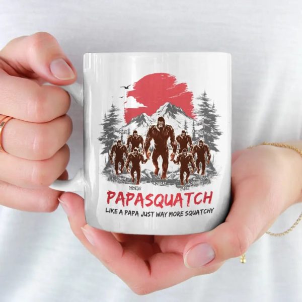 When The Moon Shines, Bigfoot Papa Rises - Family Personalized Custom Mug - Gift For Dad, Grandpa When The Moon Shines, Bigfoot Papa Rises - Family Personalized Custom Mug - Gift For Dad, Grandpa