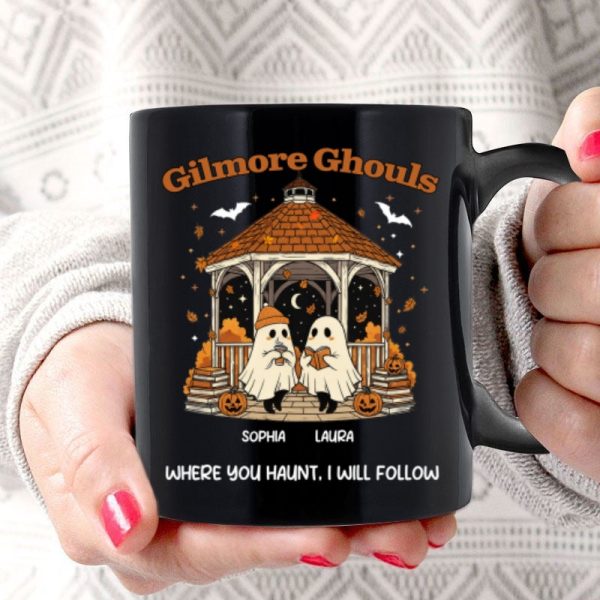 Where You Hunt I Will Follow Besties Ghouls Personalized Mug, Halloween Gift For Best Friends