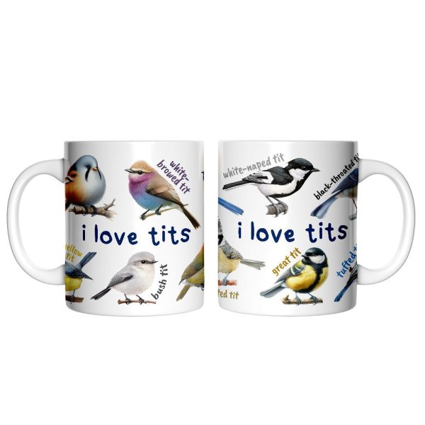 Whimsical Bird Tit Personalized Mug, Funny Birdwatcher Gift for Birder With Custom Name Whimsical Bird Tit Personalized Mug, Funny Birdwatcher Gift for Birder With Custom Name