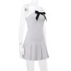 White Bow Design Pleated Mini Dress White Bow Design Pleated Mini Dress