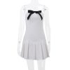 White Bow Design Pleated Mini Dress White Bow Design Pleated Mini Dress