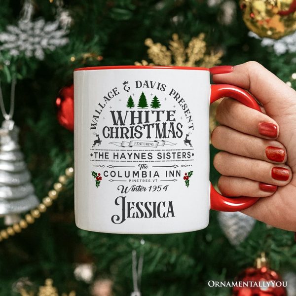 White Christmas Movie Vintage Personalized Mug, Haynes Sisters Wallace & Davis 1954 Holiday Gift with Custom Name White Christmas Movie Vintage Personalized Mug, Haynes Sisters Wallace & Davis 1954 Holiday Gift with Custom Name