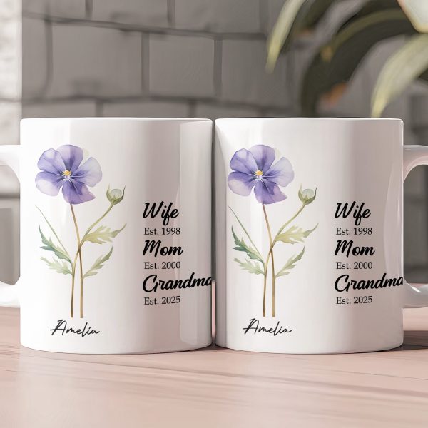 Wife Mom Grandma Birth Flower - Personalized Mug Wife Mom Grandma Birth Flower - Personalized Mug