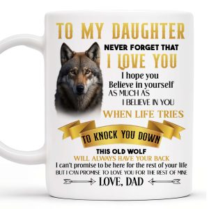 Wolf And Banner Inspirational Love Message For Daughter - Personalized Custom Coffee Mug - DAU096_MG