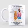 Woman & Dog Sitting On Beach Simple Sketch Personalized Mug Woman & Dog Sitting On Beach Simple Sketch Personalized Mug