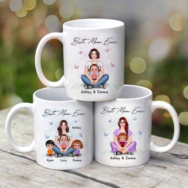 Woman Sitting With Kids Best Mom Ever Gift Personalized Mug Woman Sitting With Kids Best Mom Ever Gift Personalized Mug