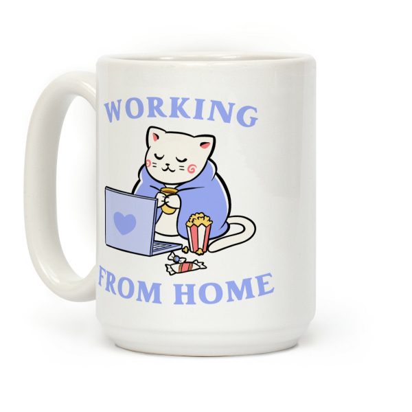 Working From Home Lazy Cat Coffee Mug Working From Home Lazy Cat Coffee Mug