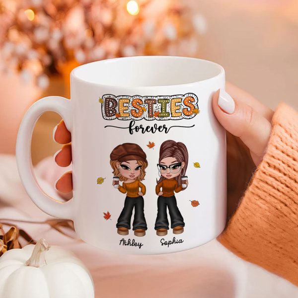 Y2K Fall Season Best Friends Sisters Colorful Pattern Personalized Mug, Gift For Besties Y2K Fall Season Best Friends Sisters Colorful Pattern Personalized Mug, Gift For Besties