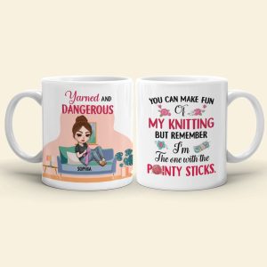 Yarned and Dangerous Personalized Knitting Mug Gift For Her