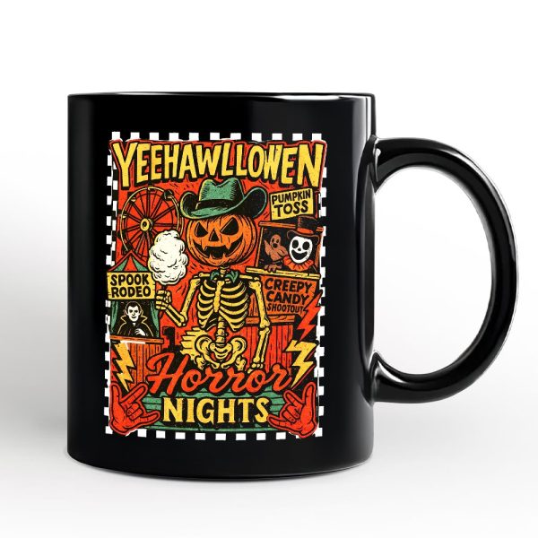 Yee Haw Halloween Retro Pumpkin Skeleton Personalized Mug, Spooky Country Western Gift with Custom Name Yee Haw Halloween Retro Pumpkin Skeleton Personalized Mug, Spooky Country Western Gift with Custom Name