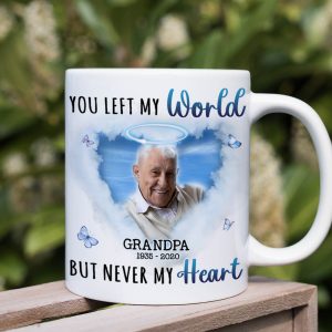 You Left My World But Never My Heart, Custom Photo Coffee Mug, Heaven Gift, Memorial Gifts
