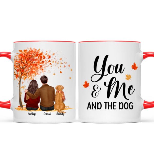 You Me And The Dog Cat Fall Season Couple Back View Pet Lover Personalized Mug You Me And The Dog Cat Fall Season Couple Back View Pet Lover Personalized Mug