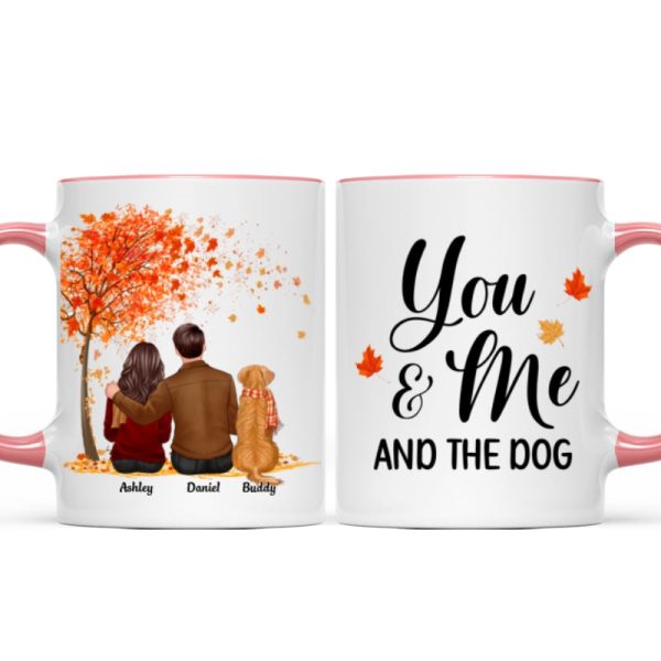 You Me And The Dog Cat Fall Season Couple Back View Pet Lover Personalized Mug You Me And The Dog Cat Fall Season Couple Back View Pet Lover Personalized Mug