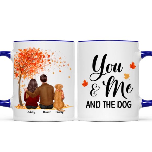 You Me And The Dog Cat Fall Season Couple Back View Pet Lover Personalized Mug You Me And The Dog Cat Fall Season Couple Back View Pet Lover Personalized Mug