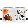 You Me And The Dog Cat Fall Season Couple Back View Pet Lover Personalized Mug You Me And The Dog Cat Fall Season Couple Back View Pet Lover Personalized Mug