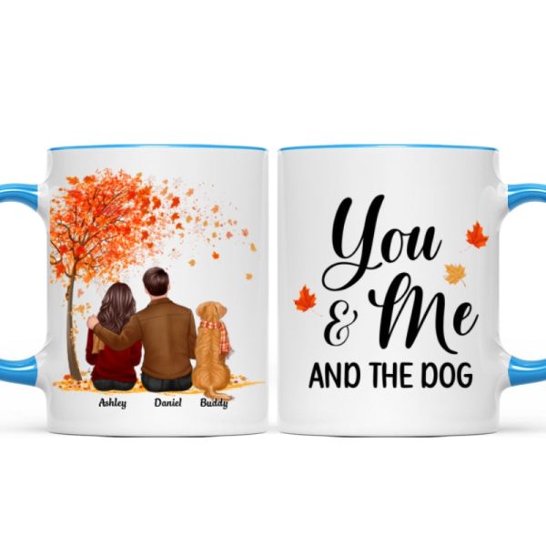 You Me And The Dog Cat Fall Season Couple Back View Pet Lover Personalized Mug You Me And The Dog Cat Fall Season Couple Back View Pet Lover Personalized Mug