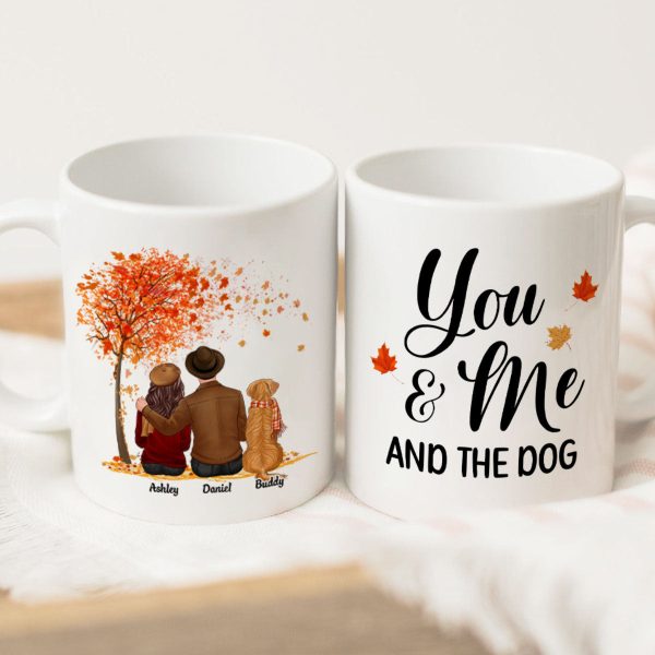 You Me And The Dog Cat Fall Season Couple Back View Pet Lover Personalized Mug You Me And The Dog Cat Fall Season Couple Back View Pet Lover Personalized Mug