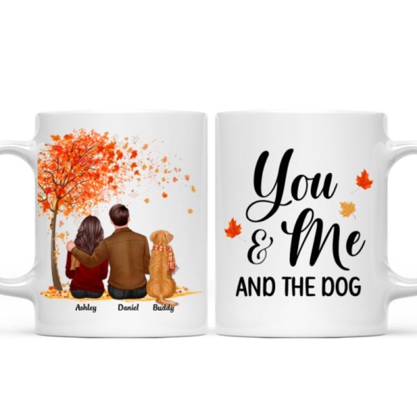 You Me And The Dog Cat Fall Season Couple Back View Pet Lover Personalized Mug You Me And The Dog Cat Fall Season Couple Back View Pet Lover Personalized Mug