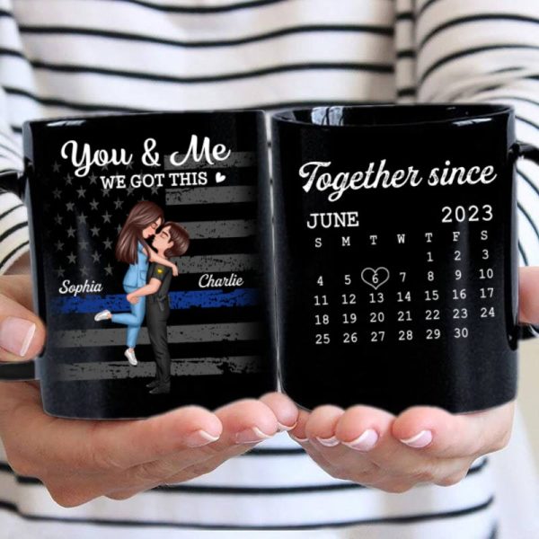 You & Me We Got This Hero Couple Hugging Kissing Anniversary Calendar Keepsake Personalized Mug