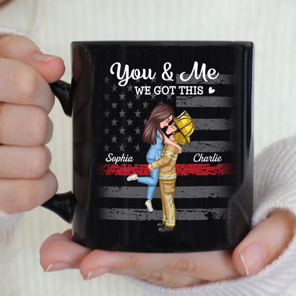 You & Me We Got This Hero Couple Hugging Kissing Anniversary Calendar Keepsake Personalized Mug