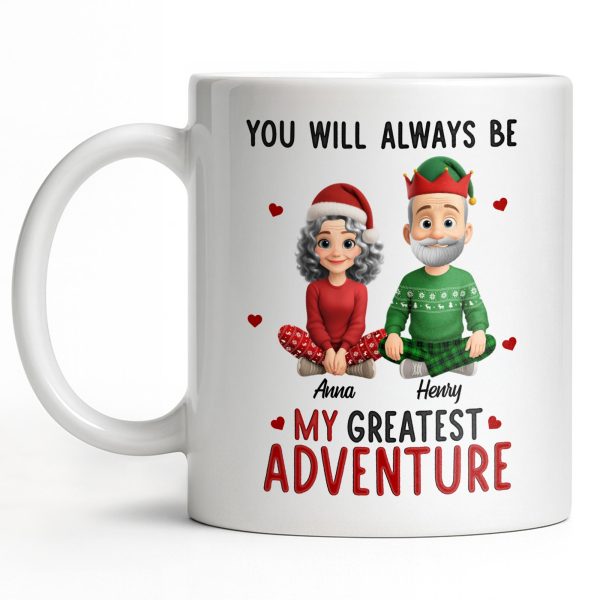 You Will Always Be My Greatest Adventure With Hearts And Santa Hats - Personalized Custom Coffee Mug - CPL1035_MG You Will Always Be My Greatest Adventure With Hearts And Santa Hats - Personalized Custom Coffee Mug - CPL1035_MG