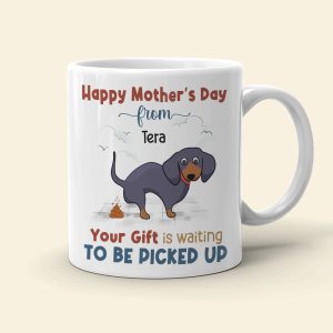 Your Gift Is Waiting To Be Picked Up, Personalized Mug, Gift For Dog Mom, Mother's Day Gift, Chibi Dogs