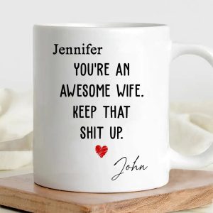 You're an Awesome Wife Custom White Ceramic Mug Personalized Gift for Her from Husband