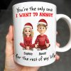 You're The Only One I Want To Annoy, Cartoon Couple With Santa Hats - Personalized Custom Coffee Mug - CPL662_MG