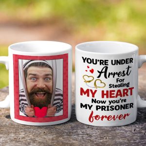 You're Under Arrest For Stealing My Heart, Couple Gift, Personalized Mug, Prisoner Custom Photo Couple Mug